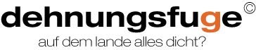 Logo Dehnungsfuge in Schwarzen Buchstaben mit Untertitel: Auf dem Lande alles dicht?